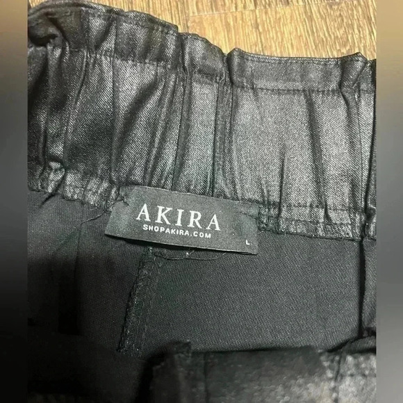 AKIRA faux leather pants high waisted elastic waist band size L (6) - Picture 6 of 10